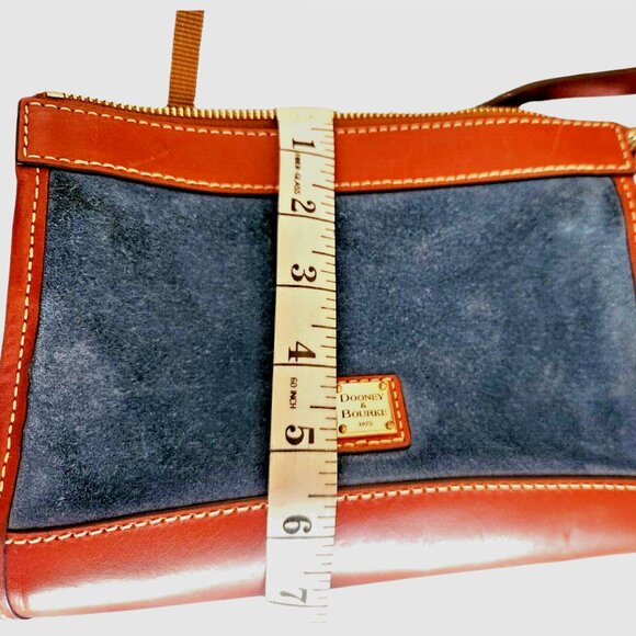 Vintage Authentic Dooney & Bourke Two-Tone Blue Suede Leather Shoulder Purse - Picture 3 of 6